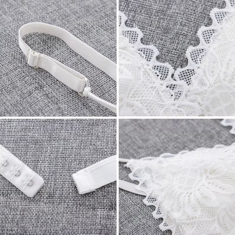 Women Sexy Lace Bra Wire Free Unpadded Lingerie Floral Lace Bralette Female Ultra Thin Sexy Brassiere Girls Underwear A/B Cup